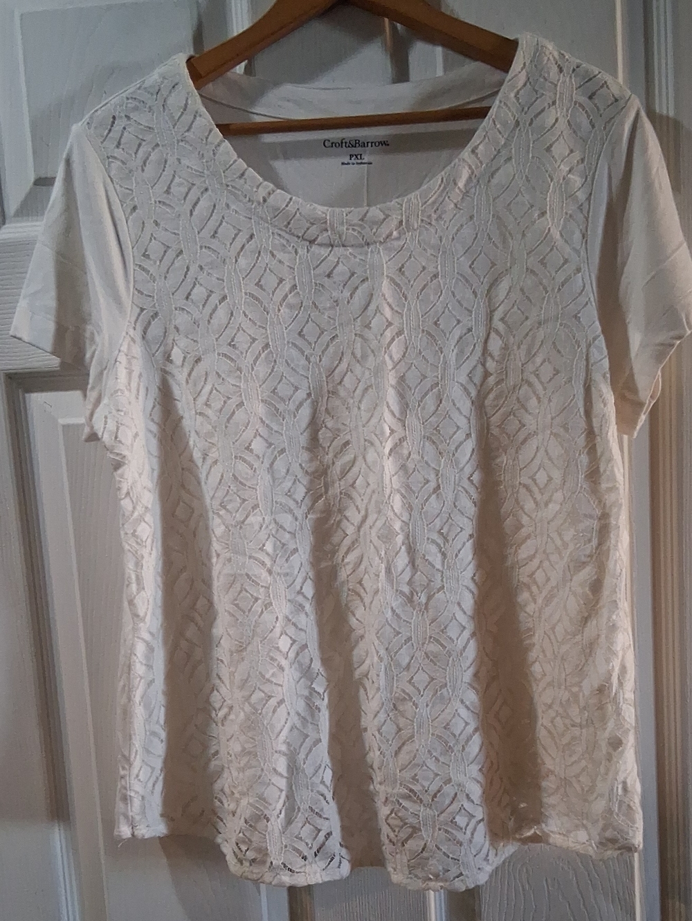 Croft & Barrow Cream Lace Short-Sleeve Women's Top